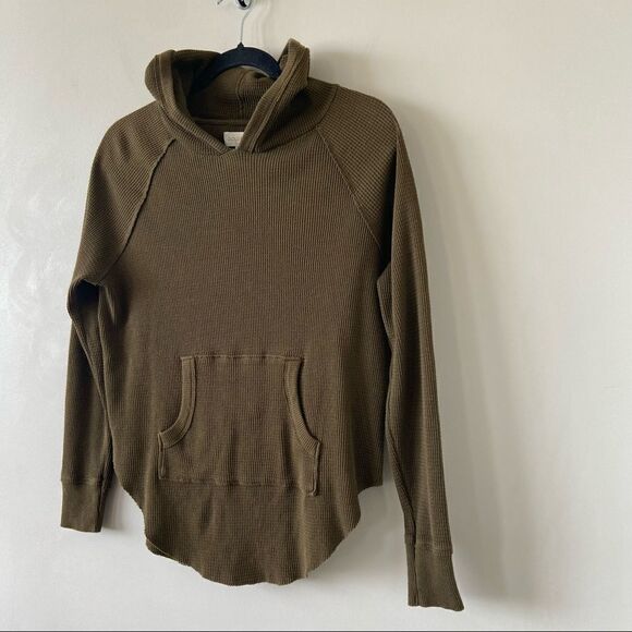 Aritzia-golden TNA Nevado Olive Green Waffle Hooded Thermal (Size:XS) - Picture 3 of 10